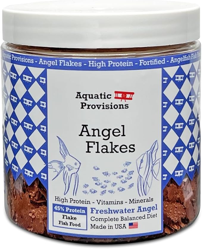 Aquatic Provisions Angel Flakes Fish Food 1 oz, for Freshwater Angelfish