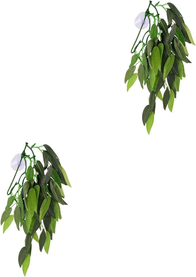 Artificial Aquarium Plants 2Pcs Realistic Rattan Plastic Fish Tank Decorations with Suction Cups for Freshwater and Saltwater Tanks Home Office Bar