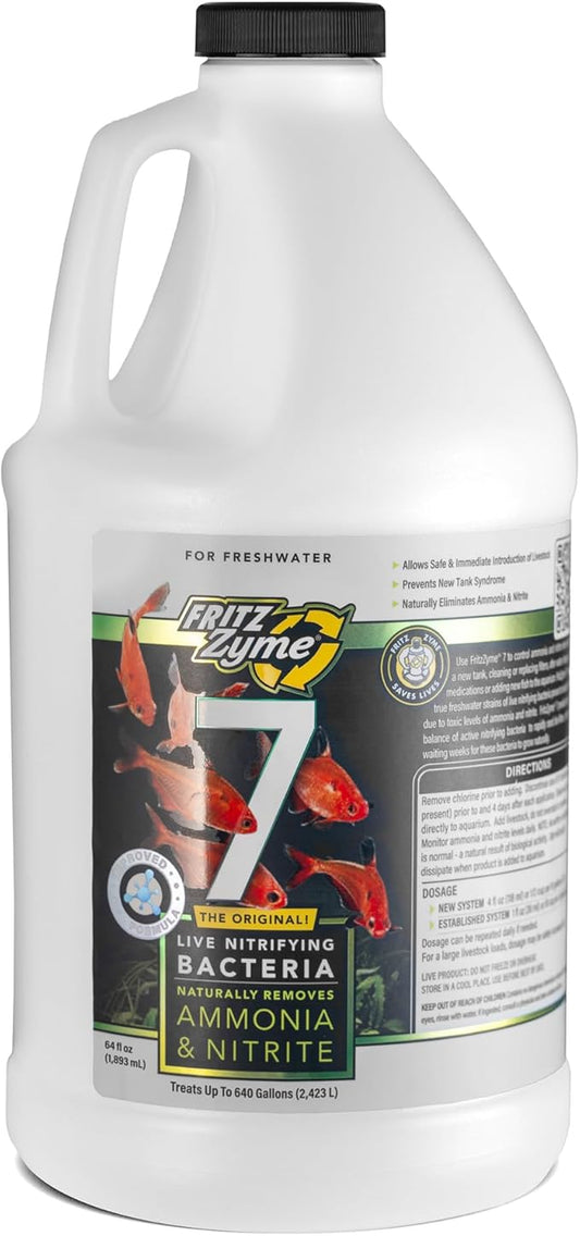 Fritz Aquatics FritzZyme 7 Live Nitrifying Bacteria Naturally Removes Amonia & Nitrite for Freshwater Fish (64-Ounce)