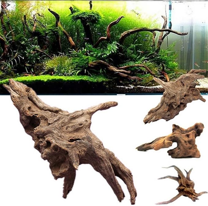 Natural Driftwood Aquarium Decor, Landscape Wood Stump Ornament for Fish Tank & Plant Scaping