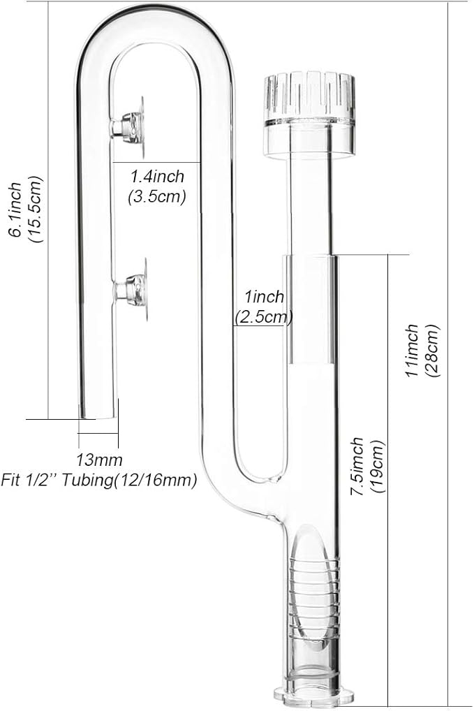FZONE Aquatic Glass Lily Pipe Inflow with Surface Skimmer for Aquarium Filter 1/2''(12/16mm) Tubing