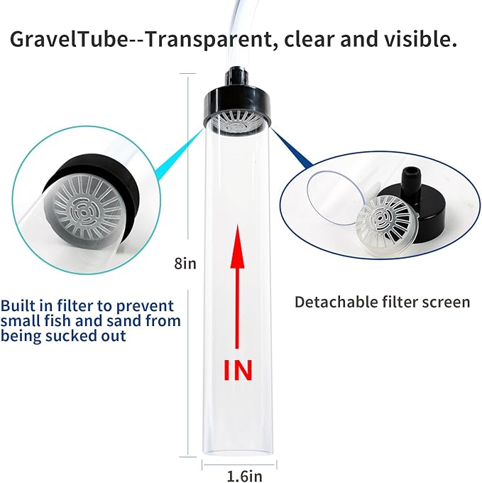 6ft Aquarium Gravel Vacuum Cleaner, Fish Tank Water Changer, Hand Pump Siphon