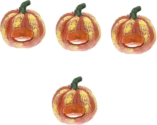 LIOOBO 4pcs Pumpkin Shaped Fish Cave Resin Shrimp Cave Decorative Aquarium Cave for Freshwater Marine Aquarium Accessory