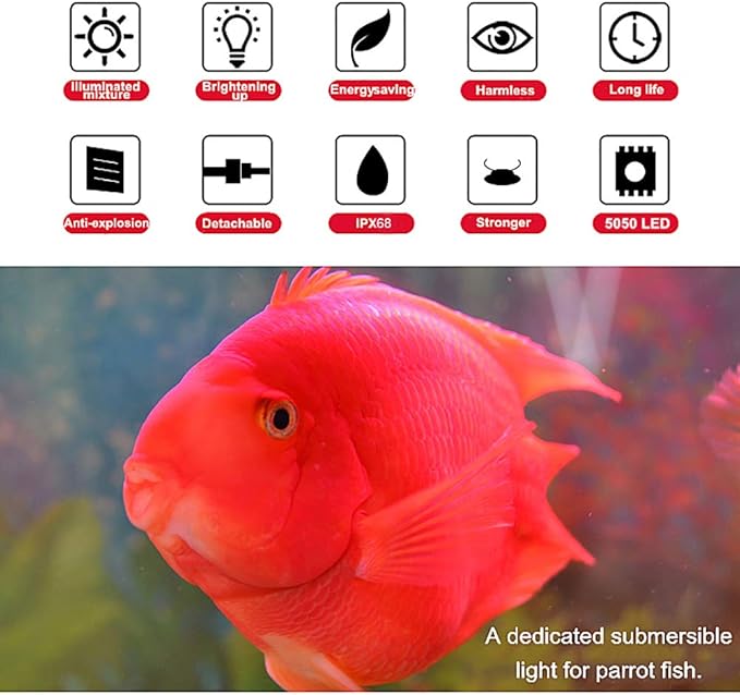 MQ 23 in Submersible LED Aquarium Light, 9W Color Changing Fish Tank Light with Remote Control, IP68 Crystal Glass 30 LEDs Lights Bar, for Fish Tank 30-37 inch