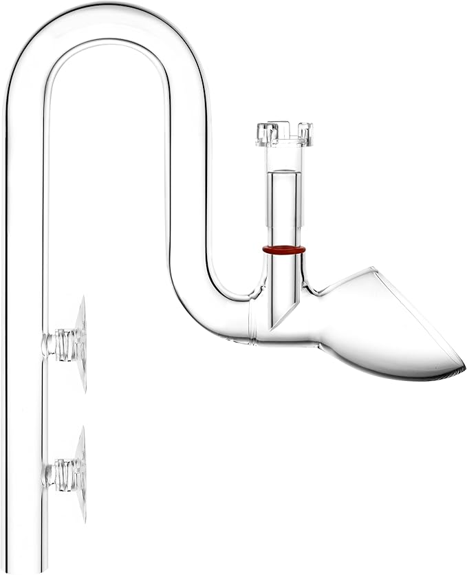 Glass Lily Pipe Outflow with Surface Skimmer for Planted Tank Aquarium (17mm for 16/22mm (5/8'' i.d.) tubing)