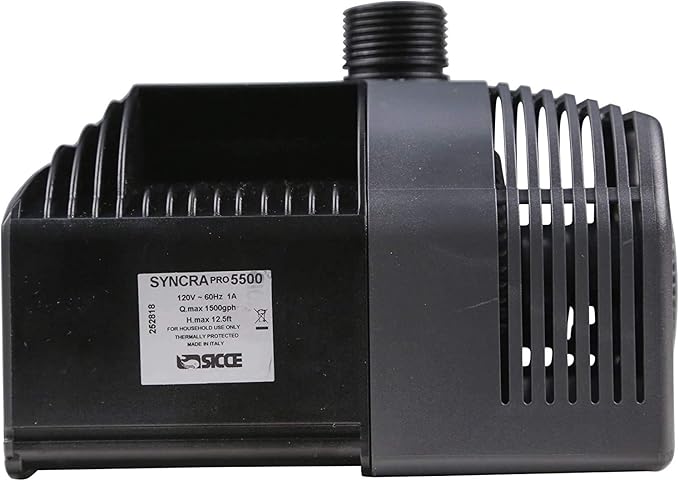 Sicce Syncra Pro 5500 Submersible Water Pump 1500 GPH High Performance Quiet Pump for Aquariums, Ponds, Fountain