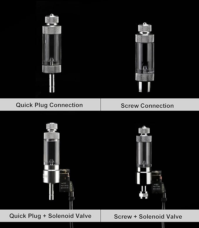CO2 Bubble Counter with Solenoid Valve and Check Valve for CO2 Generator Regulator Planted Aquarium Screw Connection