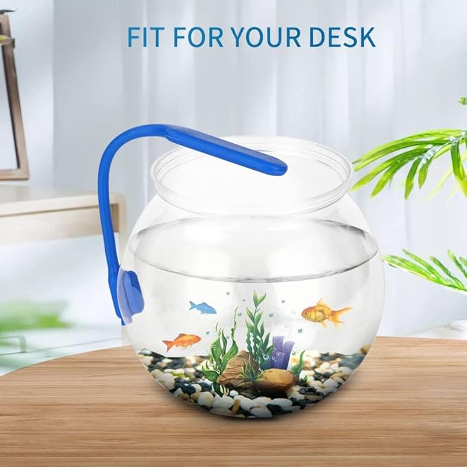 Mini Fish ,Classic Drum Fish Bowl Transparent Plastic Round Bowl Aquarium 360° View of Aquarium Centerpiece or Terrarium 7 x 6.3 Inches(S)