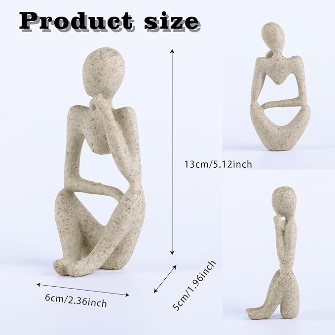 Fish Aquarium Decor Ornaments Minimalist Sandstone Thinker Statue Fish Tank Decorations Small Accessories Resin Abstract Home Decor Fish Toy for Betta Cichlid Goldfish Shrimps Hermit Crabs Turtle