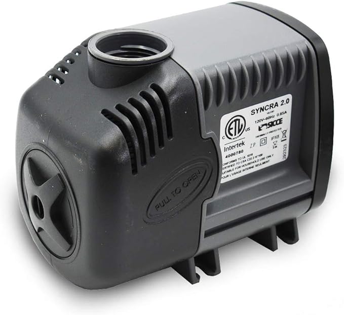 SICCE Syncra Silent 2.0 Multifunction 568 GPH Submersible Water Pump | Italian Made 35W Ultra Quiet Durable Aquarium Fish Tank, Fountain, Pond, Hydroponics, Terrarium Black | Freshwater & Saltwater