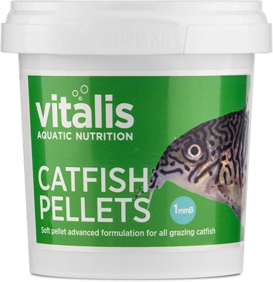 Vitalis Catfish Pellets 1mm 70g (2.47oz) Sinking Protein Rich Formula for Bottom Feeders & Catfish - Supports Health, Natural Feeding & Water Clarity