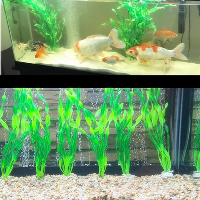 12Pcs Artificial Seaweed Water Plants, Aquarium Decorative Plants, Plastic Fish Tank Plants Decoration for Home and Office Fish Tanks(Green)