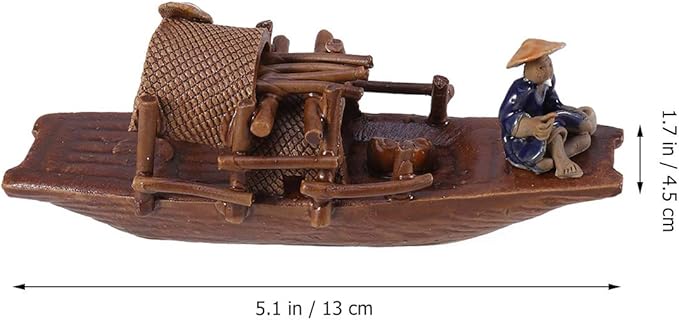 Aquarium Decorations Oriental Fish Tank Decor-Ceramics Boat Aquarium Ornament Oriental Fish Tank Decor