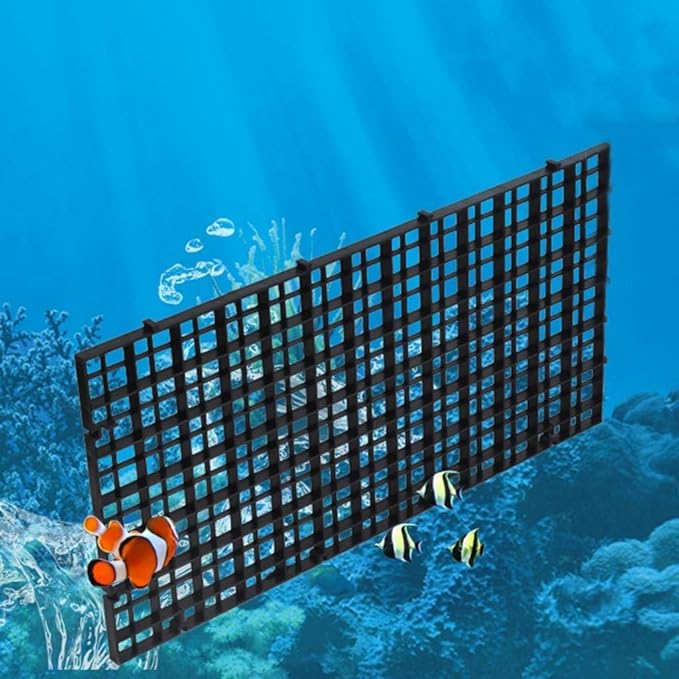 12Pcs Aquarium Grid Divider Isolation Board Fish Tank Divider Tray Aquarium Filter Separation Bottom Grid Tray Partition Net Pane for Aquatic Tank Accessory,Black