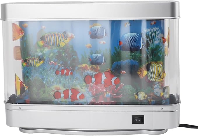 Aquarium Mood Night Light with LED Lights and Moving Background, Fake Artificial Aquarium Decorative Lamp, Mock Fish Lamp for Desk, Living Room