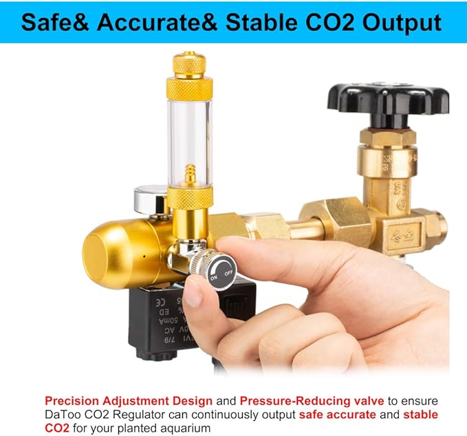 DaToo Aquarium CO2 Regulator with Bubble Counter Solenoid Check Valve Adjustable for Standard US Planted Tank CO2