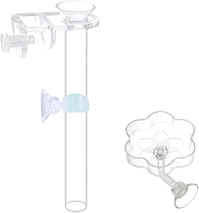 Aquarium Shrimp Small Fish Feeding Dish and Feeding Tube kit, Including Glass Feeder Tube Acrylic Feeder Dish and Holder, 3 Lengths Optional, 7.8 Inches, 11 Inches, 13.7 Inches (L-13.7 Inches)
