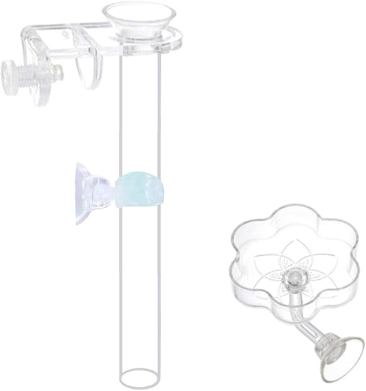 Aquarium Shrimp Small Fish Feeding Dish and Feeding Tube kit, Including Glass Feeder Tube Acrylic Feeder Dish and Holder, 3 Lengths Optional, 7.8 Inches, 11 Inches, 13.7 Inches (L-13.7 Inches)