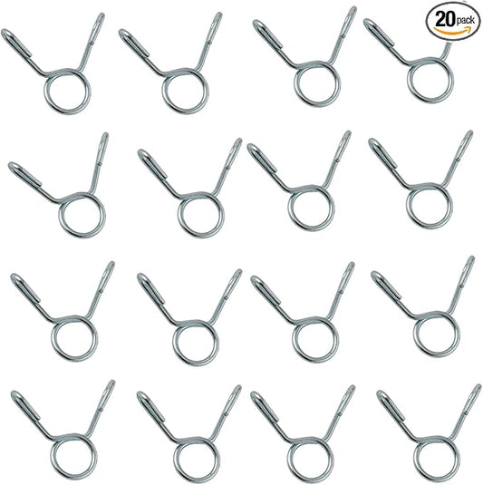 20-Pack Air Tubing Spring Clips Oxygen Pump Tube Retaining Clip Double Wire Spring Hose Fuel Line Silicone Tube Spring Clips Zinc Plated