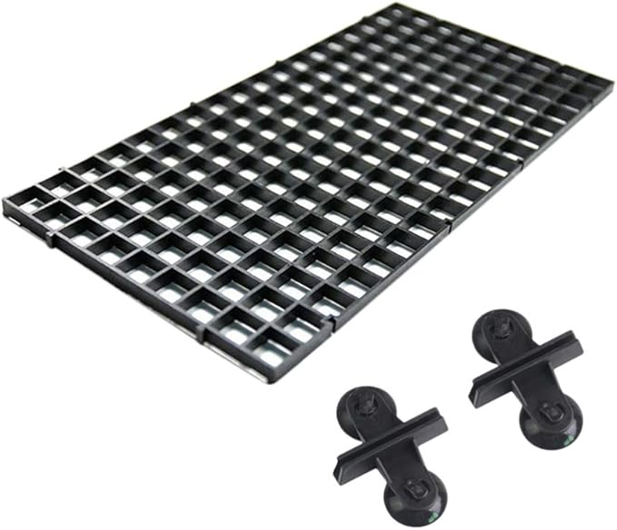 POPETPOP 4 Pcs Aquarium Divider Tray - Grid Isolate Board Divider Fish Tank Bottom Grid Egg Crate with 8 Pcs Sucker Clip - Black