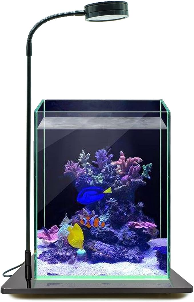 Nano Reef Pro Aquarium LED Light, Dimmable Full Spectrum Marine LED for Saltwater Coral Fish Tanks, Macroalgae Reef Jars (Large -12Watts (13.5X13in Stand))