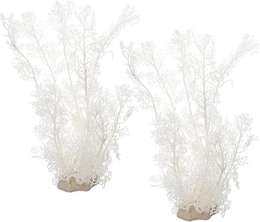 FAVOMOTO 2Pcs Aquarium Grass Artificial Fish Tank Plants Fish Tank Decorations Aquarium Decor White Realistic Lifelike Embellishment