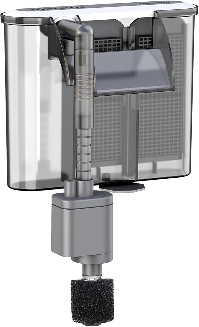 Vimvins Small Aquarium Filter, Quiet Fish Tank HOB Filters for 2 to 5 Gallon Aquariums, Adjustable Flow（Model: 302）