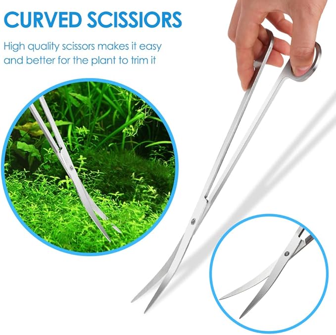 Gutsdoor Aquascape Tools Aquarium Kit, 4PCS Long Aquascaping Tools Stainless Steel Aquatic Plants Set for Fish Tank, Aquarium Plant Trimming