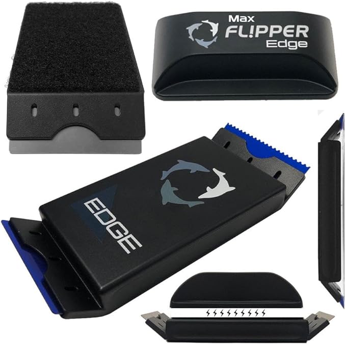 Flipper Edge 2-in-1 Scrubber Scraper Floating Magnetic Fish Tank Aquarium Cleaner with Dual Blades - Efficient Glass & Acrylic Aquarium Cleaning Tools (Standard)
