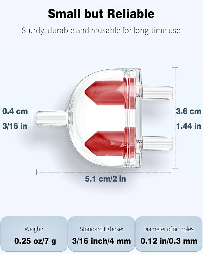 Pawfly 2 Pack Aquarium Check Valves Fish Tank Air Pump Valves Plastic 2-Way Non-Return Valves Pump Protectors for Standard 3/16 Inch Airline Tubing Fish Tank Accessories for Aeration Setup