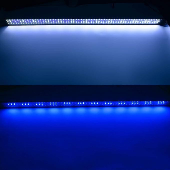 Aquarium Hood Lighting Fish Tank Light 48-60 inch Lamp for Freshwater Saltwater Marine Blue and White Decorations Light 120-150 cm