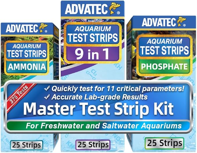 Master Test Strip Kit - for Freshwater, Saltwater & Reef Aquariums, Test for 11 Parameters! -Fast Lab-Grade Results with Interpretation Guide! (25 Ct. - 75 Strips, 275 Tests)