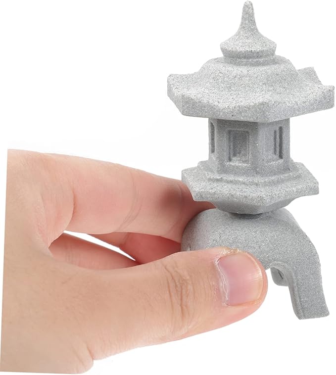 Stone Lamp Shape Aquarium Ornament 3.62X1.96X1.85In Fish Tank Decoration Micro Landscape Decor for Bonsai Garden and Aquatic Pets
