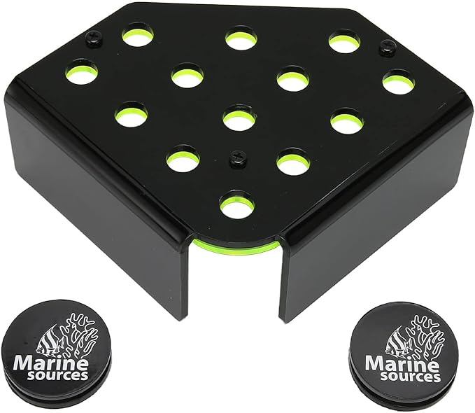 Coral Frag Rack, Magnetic Frag Coral Rack Fluorescent Green Safe Stable 13 Holes Acrylic Coral Rack with Magnetic Suction Aquarium Spare Parts for Saltwater Aquarium, Live Coral, Household Fish Tanks