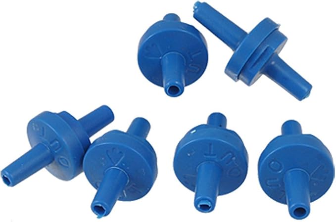 Plastic Blue Aquarium Tank Air Pump Check Valves for Fish Tank, 6-Piece