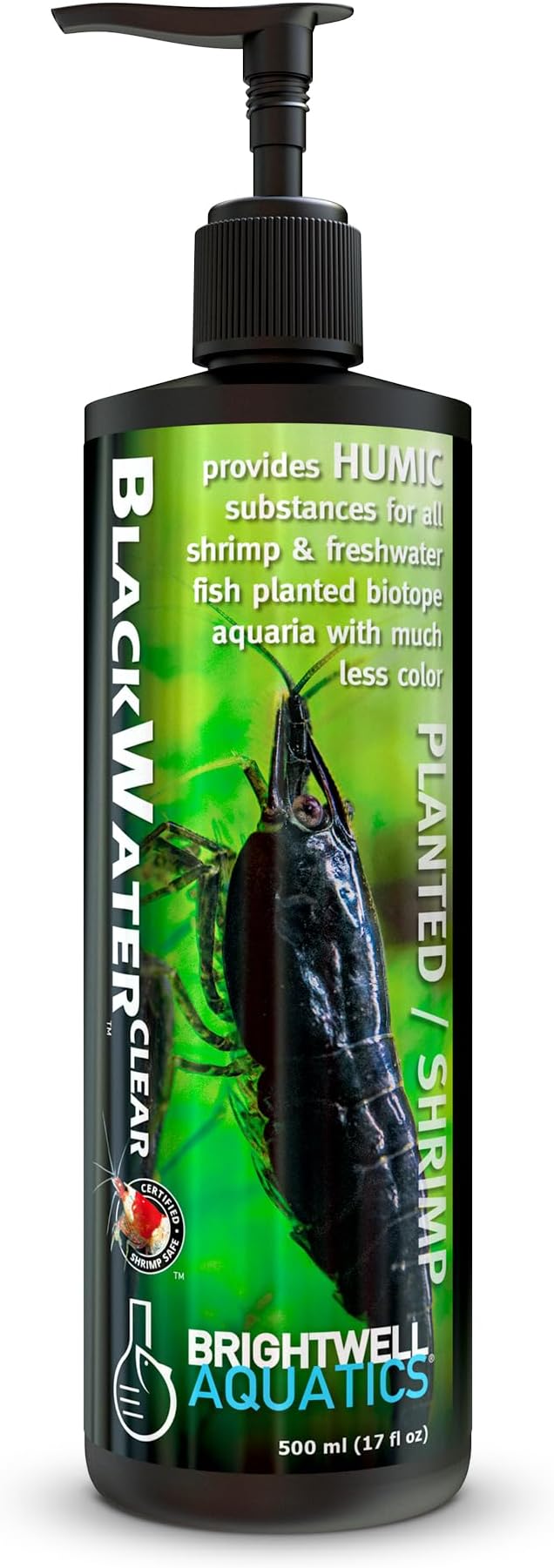 Brightwell Aquatics Shrimp BlackWaterClear Copper-Free Humic Fulvic Acid Enhances Freshwater Chemistry Boosts Nutrient Uptake Supports Spawning in Blackwater, 500 ml