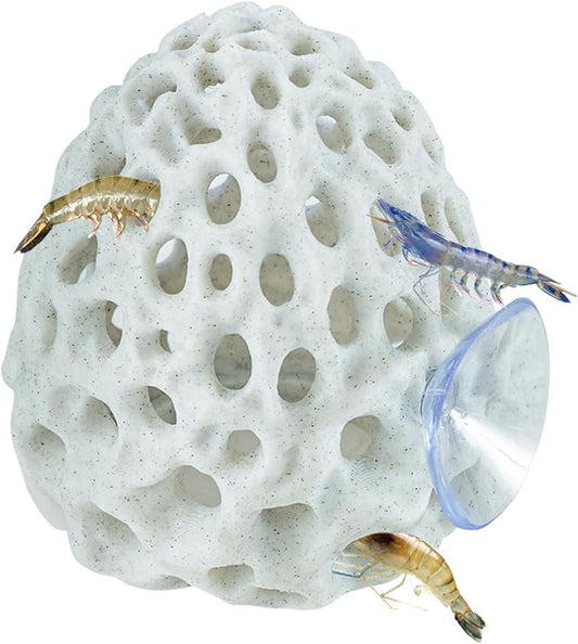 Shrimp Dome Hide, Shrimp Hides for Aquarium, Betta Fish Hideout with Suction Cup, Betta Habitat Tank Ornament Accessories, Aquarium Decor for Small Fish Guppy Hiding Resting (White)