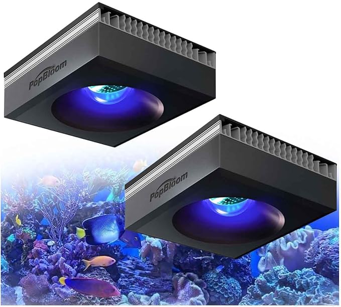 2 x PopBloom RL90 WiFi LED Aquarium Light 200w, Full Spectrum Marine Aquarium Light for 36"-48" SPS/LPS Coral Reef Growing Saltwater Fish Tanks (2 x RL90 with Hang Kit)
