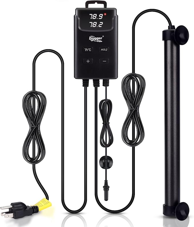 hygger Aquarium Heater,Submersible Fish Tank Heater with External Digital Display, Including Overheat & Leakage Protection and Temperature Sensor for Freshwater and Saltwater (200W for 26gal~40gal)