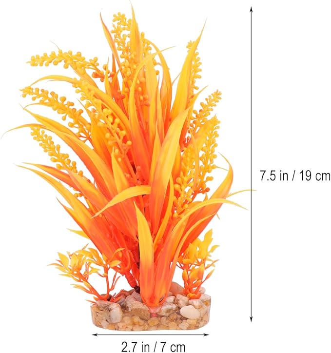 Amosfun 2Pc Aquarium Plants Artificial Grass Fish Tank Decor 7.48 Inch Realistic Plastic Ornament for Freshwater and Saltwater Tanks
