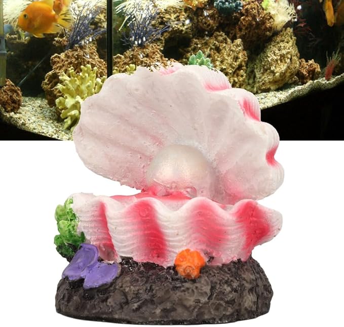 Resin Aquarium Shell Bubbler Ornament Bubble Dispersion Design Corals Decoration with Air Stone for Fish Tank