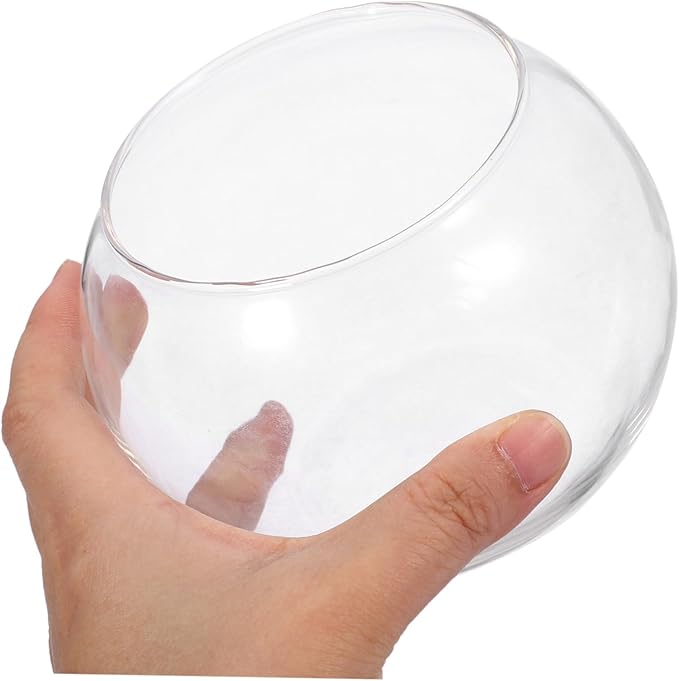POPETPOP 2pcs Round Glass Terrarium Container Landscape Bottle for Moss Decor for Home Office Garden and Patio Decoration Creative Plant Display