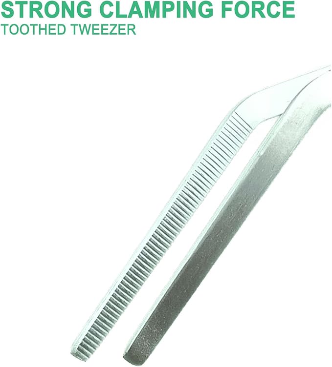 18.9 inch Aquarium Tweezers with Hanger, Extra Long Feeding Tongs, Stainless Steel Large Aquascape Tools for Fish Tank, Terrarium, Aquascaping, Reptile Snake (Curved)