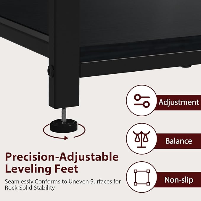 20-29-37 Gallon Fish Tank Stand with Power Outlet, Heavy Duty Metal Aquarium Stand with Two Storage Drawers for Fish Tank Accessories Storage, Perfect for Turtle Tank, Reptile Terrarium, Black