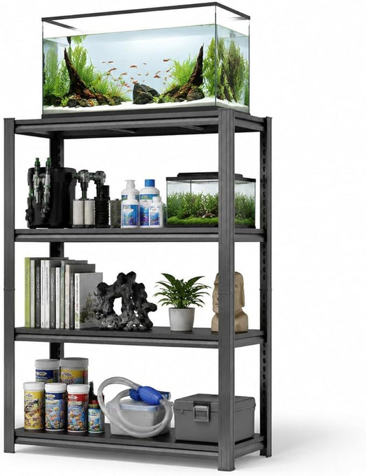 PRESTELION Aquarium Stand Fish Tank Stand 1600LBS Heavy Duty Metal Shelving Adjustable Storage Shelves Display Shelves Utility Shelf for Turtle Tank, Reptile Terrarium, 54" H×35.4" W×15.7" D, Black