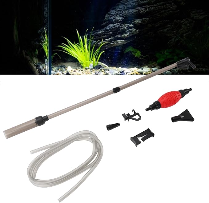 Asixxsix Aquarium Vacuum Gravel Cleaner Kit, 110GPH 3 in 1 Multifunctional Fish Vacuum Cleaning Tools Manual Siphon Vacuum Cleaner Kit for Sand Washing Dirt Removal Water Change