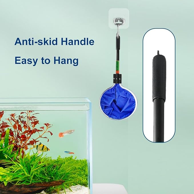 Koi Fish Net, Aquarium Net Short Handle Waterproof Soft Semi-Permeable Fishing Soft Lightweight Mesh Basket for Large Koi Sock Neting Medium Fish Eggs Safety Isolating Transfer