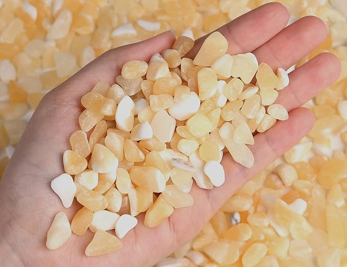 LAIDANLA Yellow Jade Crushed Stone Crystal Chips Bulk Natural Gemstones Healing Reiki Crystals Mini Quartz Vase Filler Aquarium Gravel 100g