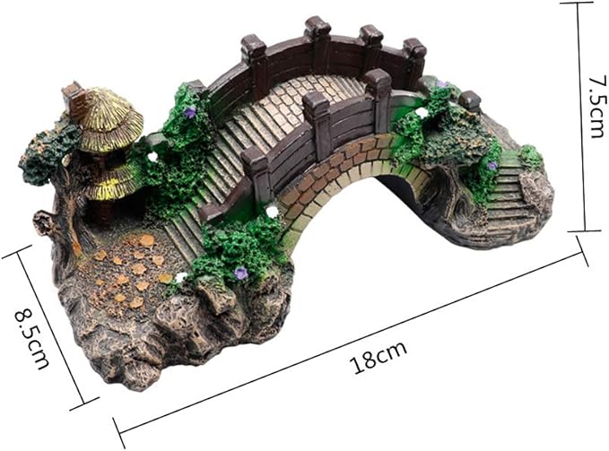 Aquarium Ornament Resin Arch Bridge Tree Pavilion Artificial Bridge Model for Garden Decor Fish Tank Landscape Accessories