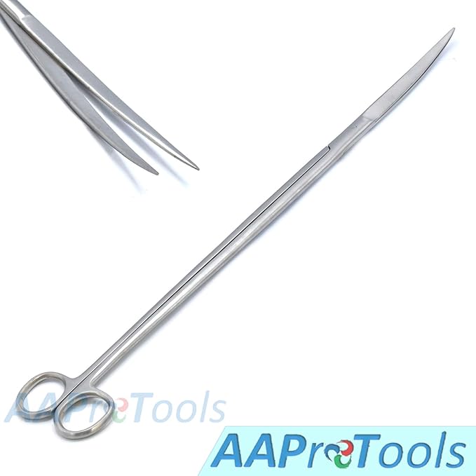 Fish Aquarium Cleaner 5 Pcs Set 18" Kelly Scissors, Tweeezers and Sand Flattener Extra Long Handle Stainless Steel Instruments